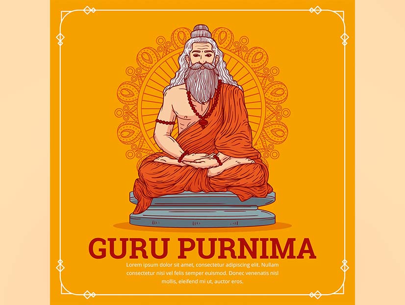 Flat hand drawn guru purnima illustration